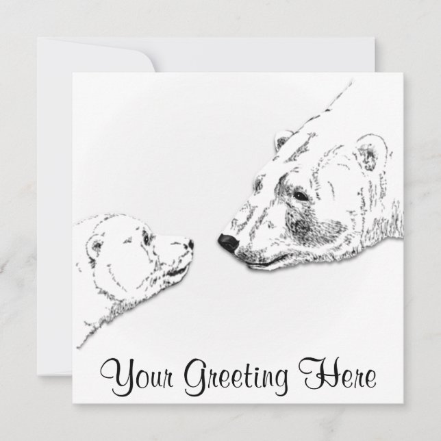 Bear Invitations Personalized Polar Bear Cubs Card (Front)