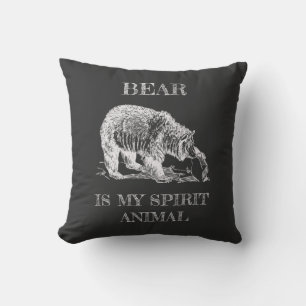 Bear is My Spirit Animal funny quote chalk design Throw Pillow