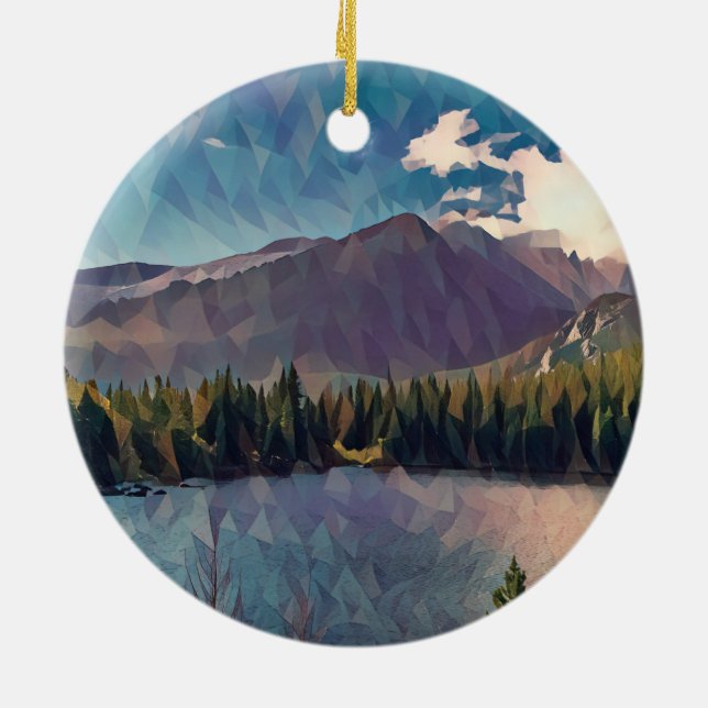 Bear Lake in Rocky Mountain National Park Ceramic  Ornament (Back)