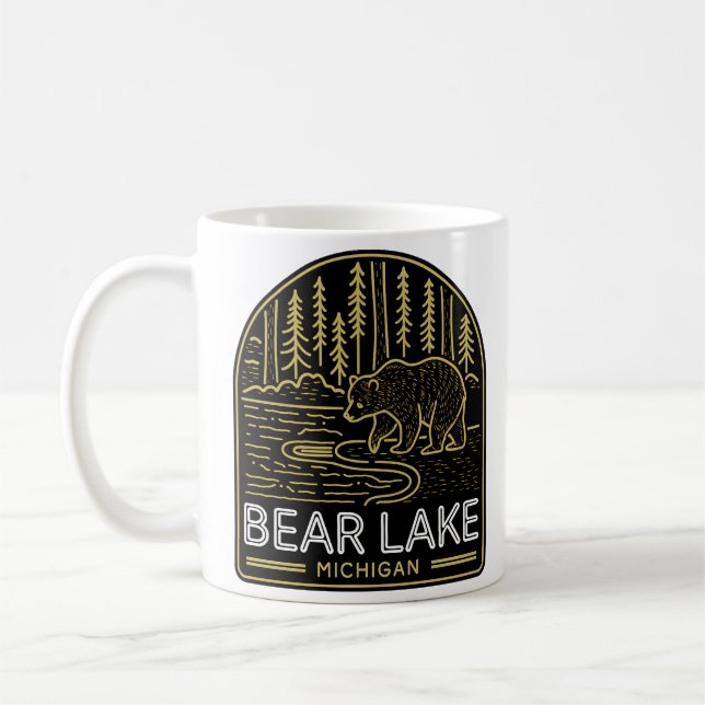Bear Lake Michigan Vintage Neon  Coffee Mug (Left)