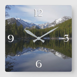 Bear Lake Reflection II Square Wall Clock