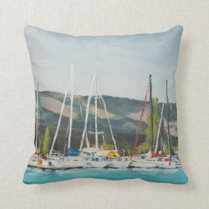 Bear Lake sail boats Throw Pillow