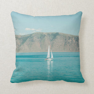 Bear Lake Utah Sail Boat Throw Pillow