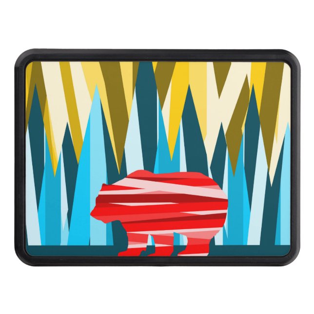 Bear Landscape Mountain Pattern Trailer Hitch Cover (Front)