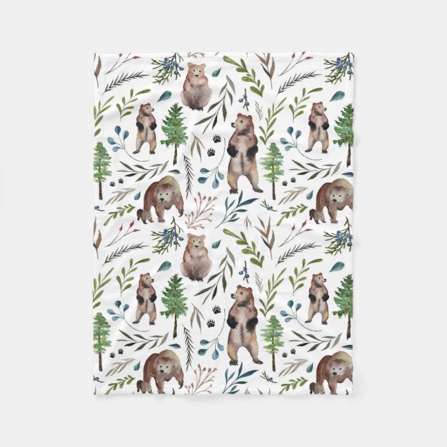 Bear, leaves, and trees Blanket (Front)