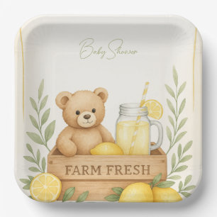  Bear Lemon Baby Shower Plate