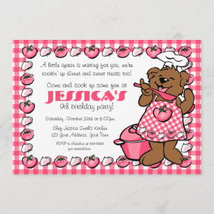 Bear Little Chef Party Invitation
