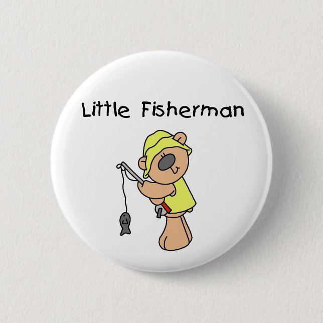 Bear Little Fisherman 2 Inch Round Button (Front)