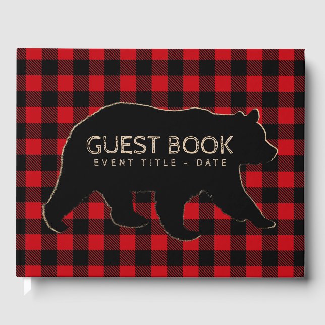 Bear Lumberjack Buffalo Plaid Guest Book (Front)