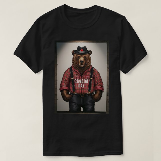 Bear Lumberjack Canada Day T-Shirt (Design Front)