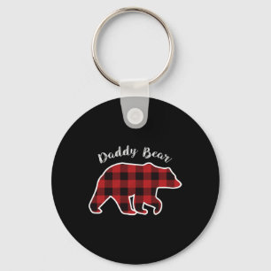 Bear Men Red Plaid Christmas Pajama Family Dad Gif Keychain