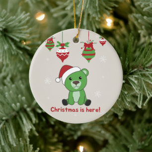 Bear Merry Christmas Winter Animals Bears Ceramic Ornament