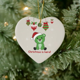 Bear Merry Christmas Winter Animals Bears Ceramic Ornament