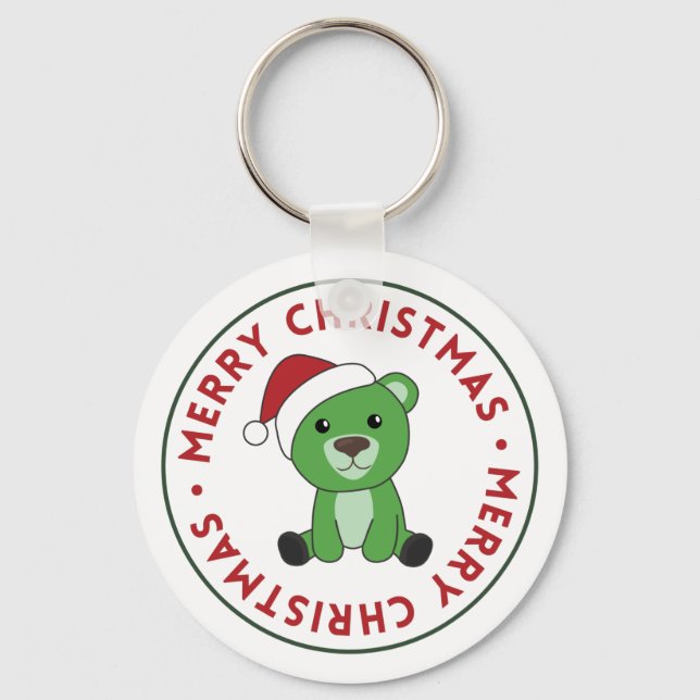 Bear Merry Christmas Winter Animals Bears Keychain (Front)