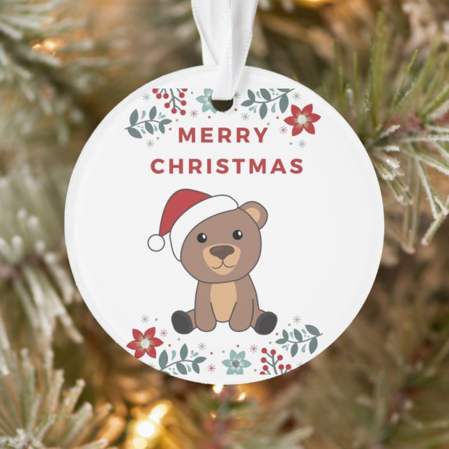 Bear Merry Christmas Winter Animals Bears Ornament (Tree)