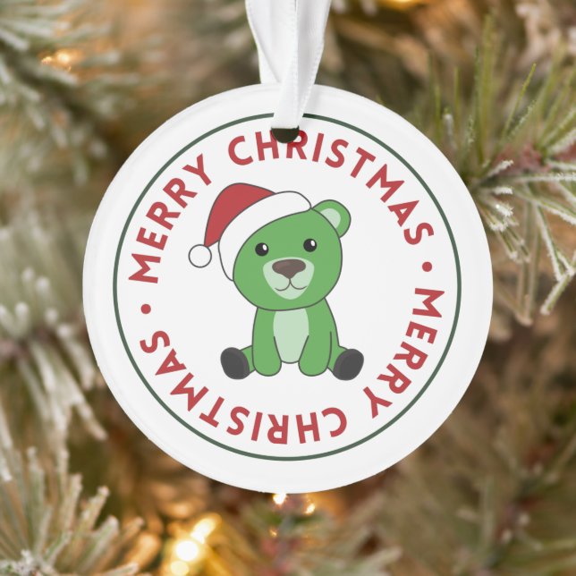 Bear Merry Christmas Winter Animals Bears Ornament (Tree)