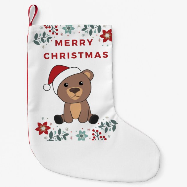 Bear Merry Christmas Winter Animals Bears Small Christmas Stocking (Front)