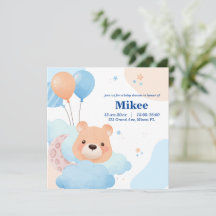 Bear mignonne dans les nuages Baby shower carte d'