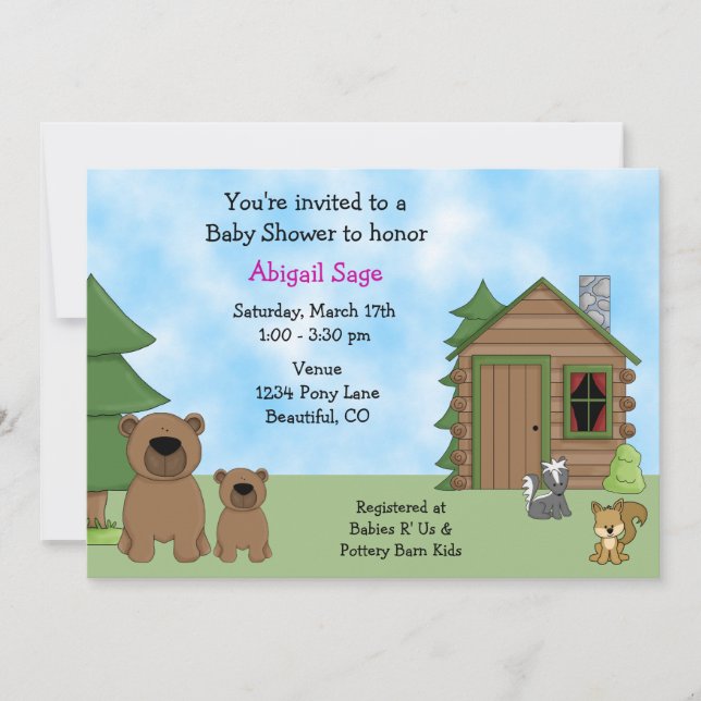 Bear mignonne et Baby shower Cabine Invitation pou (Devant)