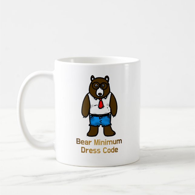 Bear Minimum Funny Office Pun Art Coffee Mug (Left)
