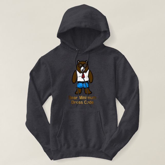 Bear Minimum Funny Office Pun Art Hoodie (Design Front)