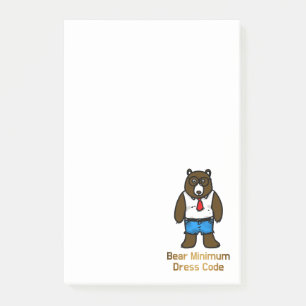 Bear Minimum Funny Office Pun Art Post-it Notes