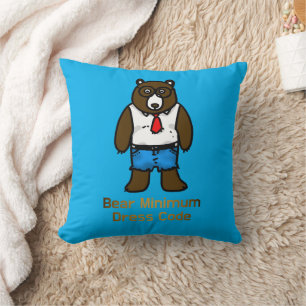 Bear Minimum Funny Pun Art Throw Pillow