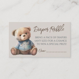 Bear Modern Boho Baby Shower Diaper Raffle Ticket Enclosure Card