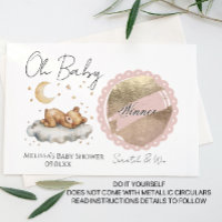 Bear Moon Boy Girl Baby Shower DIY Scratch Card