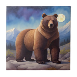 Bear Moonlight Mountain Wild Animal Tile