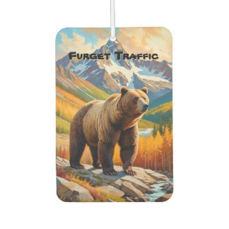 Bear & Mountain with Custom Text Air Freshener