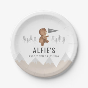 Bear Mountains First Birthday Paper Plate