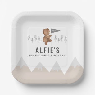 Bear Mountains First Birthday Paper Plate