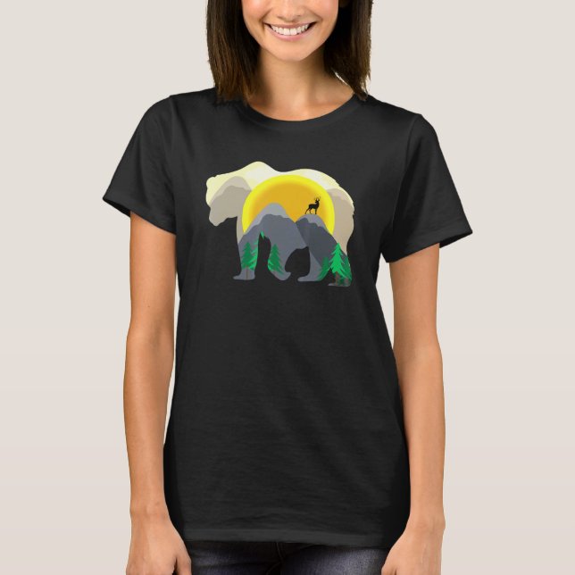 Bear Mountains Hiking Deer Mountaineer T-Shirt (Front)