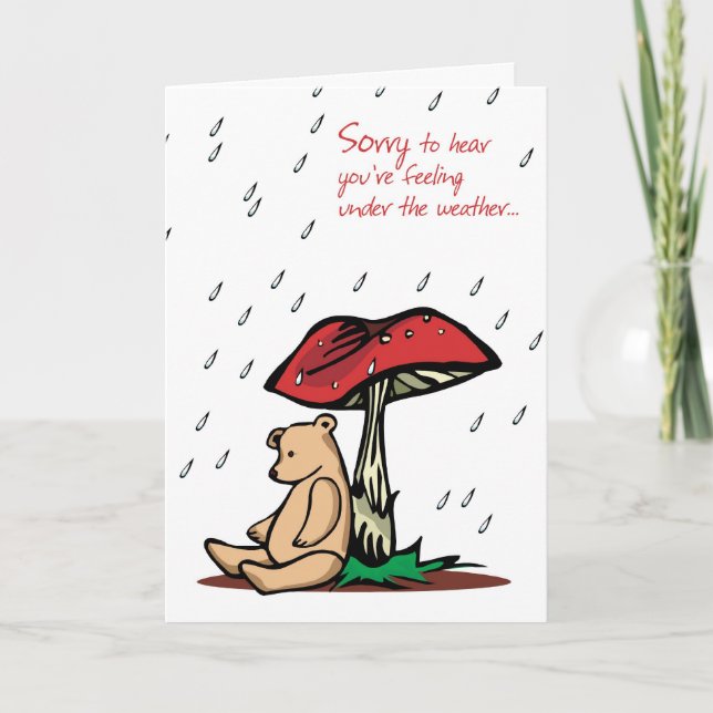 Bear Mushroom Get Well Card (Front)