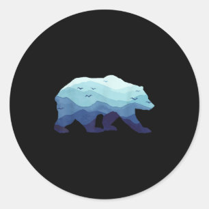 Bear Nature Mountains Grizzly Hiking Camping Outdo Classic Round Sticker