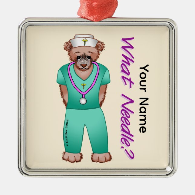 Bear Nurse Metal Ornament (Front)