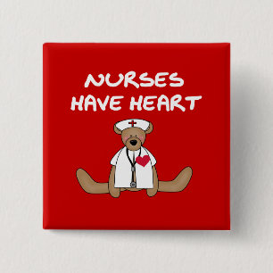 Bear Nurses Have Heart T-shirts and Gifts 2 Inch Square Button