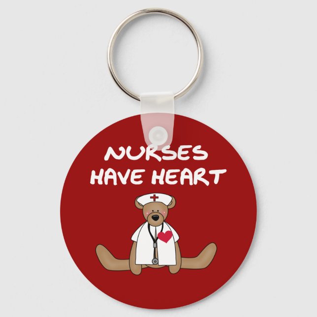 Bear Nurses Have Heart T-shirts and Gifts Keychain (Front)