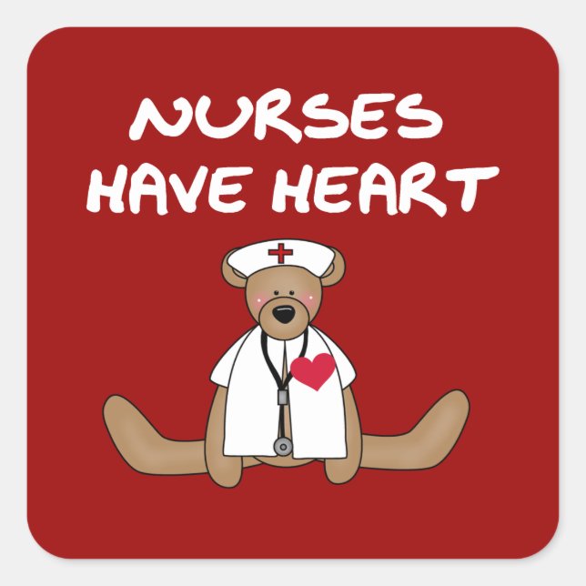 Bear Nurses Have Heart T-shirts and Gifts Square Sticker (Front)