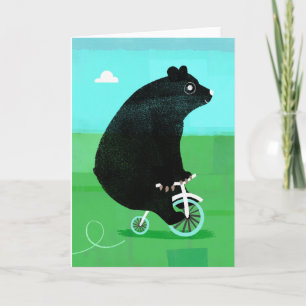 Bear On A Bicycle Greetings Card