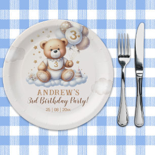 Bear on a Cloud – 3rd Birthday Party  Paper Plate