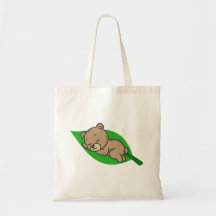 Bear on a Leaf Tote Bag