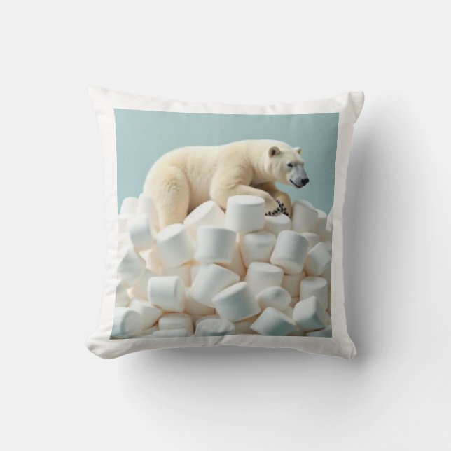 bear on a pile of marshmallows pillow  (Front)