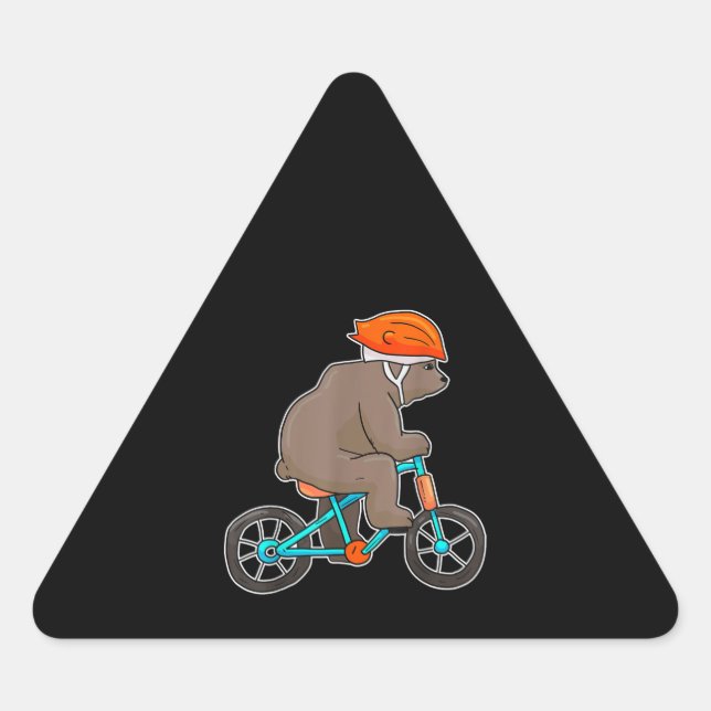 bear on bike bicycle cycling bear triangle sticker (Front)