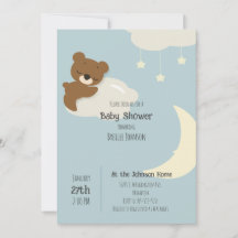Bear on Cloud Baby Shower Invitation