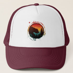 BEAR ON FOREST VINTAGE NATURE TRUCKER HAT
