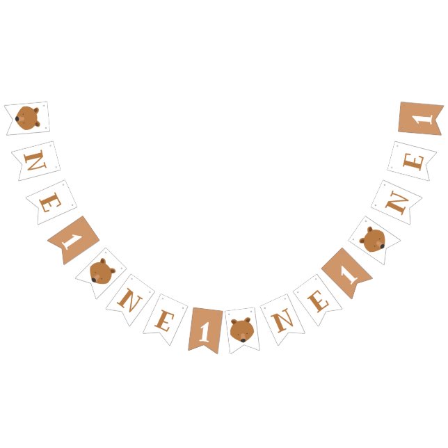 Bear One First Birthday Bunting Flags (All)