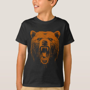 Bear Orange Angry Grizzly Bear Hiking Camping Camp T-Shirt