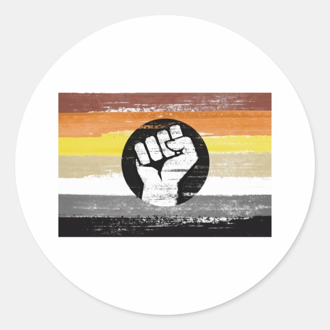 Bear Painted Protest Flag Classic Round Sticker (Front)